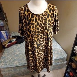 Agnes & Dora Leopard Swing Tunic Dress with pocket